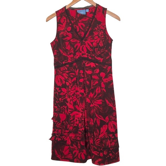 Simply Vera Vera Wang Dresses & Skirts - Simply Vera Vera Wang 4 Red & Black Baby Doll  Floral Elegant Tiered Empire